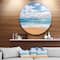 Designart - Peaceful Seashore under White Clouds' Beach Metal Circle Wall Art